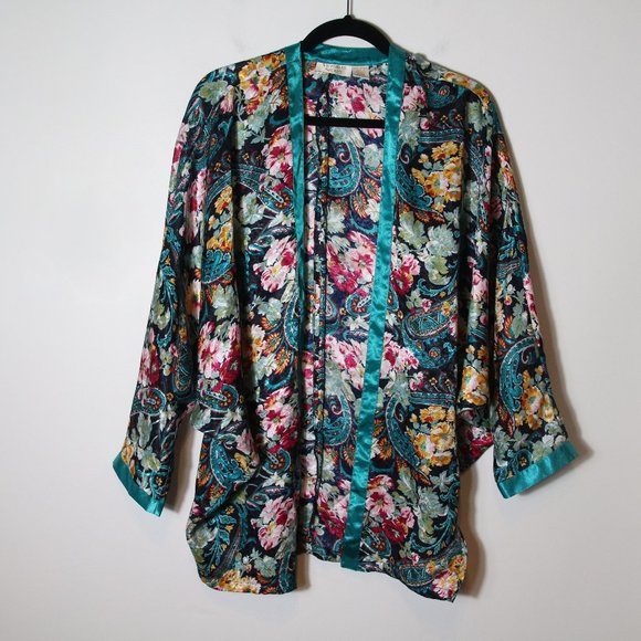 Victoria's Secret Vintage Gold Label Floral Kimono Dolman Sleeve One Size - Picture 1 of 7